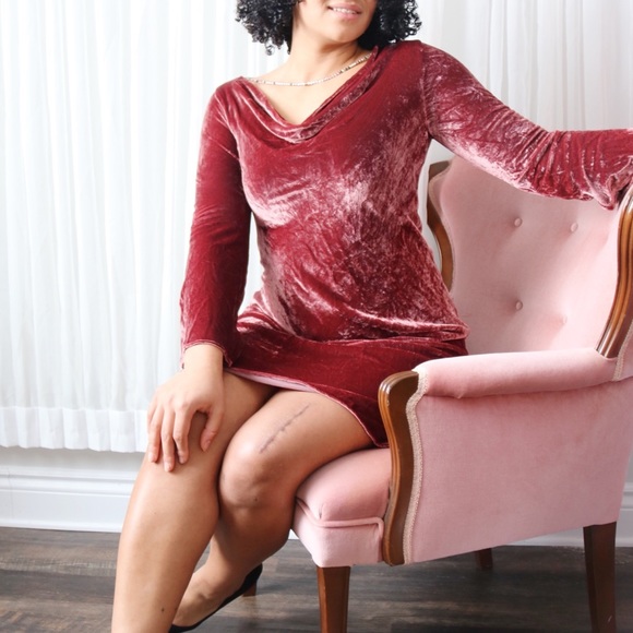 80’s / 90’s Velvet Cowl Neck Dress - Picture 3 of 8